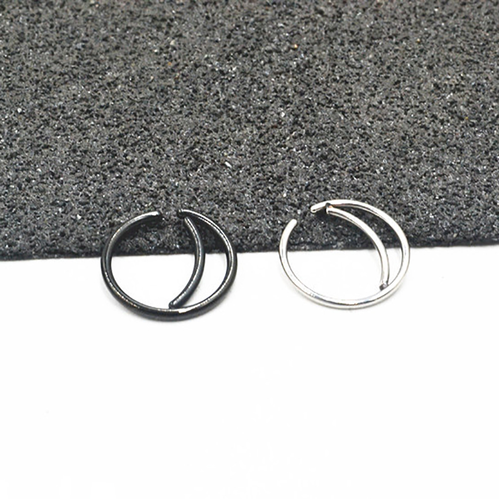 Black 8mm Stainless Steel Geometric Nose Ring Ear Bone Hoop Stud Earrings for Cartilage Helix Tragus Piercing - Image 2