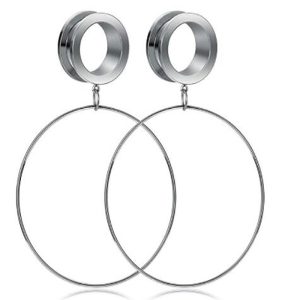 Large Circle Ear Expander Hoop Earrings - Rose Gold 25mm - Geometric Metal Ear Piercing Jewelry