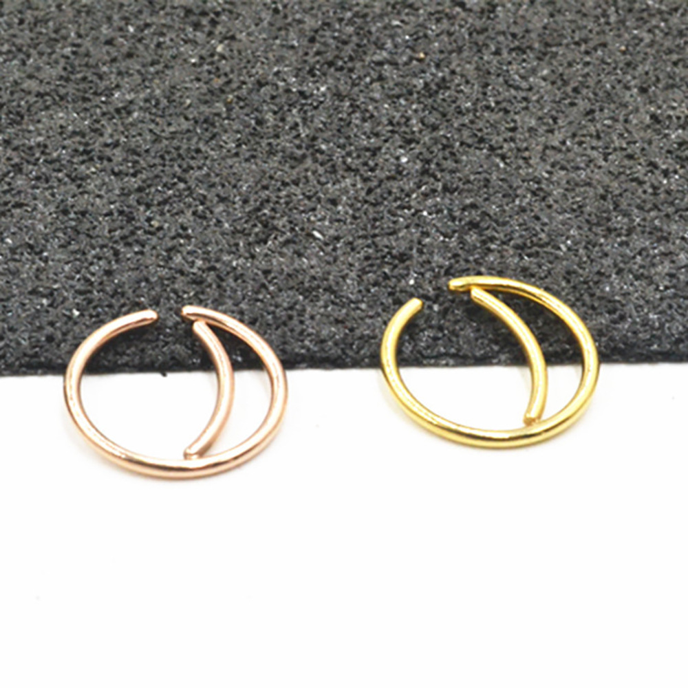 Black 8mm Stainless Steel Geometric Nose Ring Ear Bone Hoop Stud Earrings for Cartilage Helix Tragus Piercing - Image 3