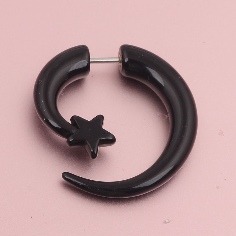 Acrylic Fake Snail Ear Piercing Earrings Asymmetric Geometric Style - Image 2