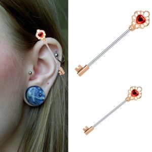WISH Personalized Industrial Cross Bar Piercing Ear Studs Stainless Steel Earrings