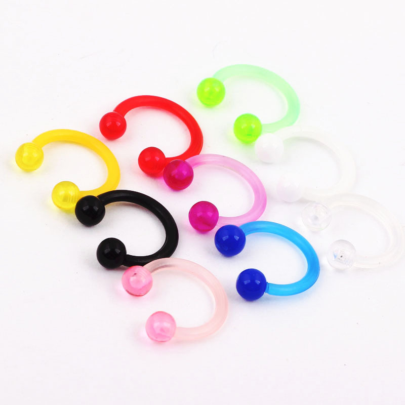 Mixed Color Septum UV Nose Ring Nose Nail Ear Bone Nail 9 Pieces Pack Stainless Steel Body Piercing Jewelry - Image 4
