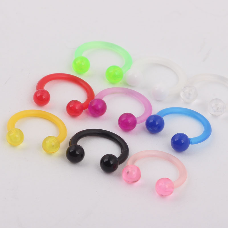 Mixed Color Septum UV Nose Ring Nose Nail Ear Bone Nail 9 Pieces Pack Stainless Steel Body Piercing Jewelry - Image 5