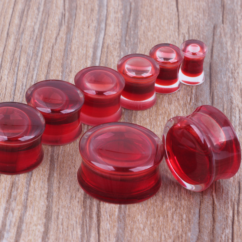 Acrylic Red Liquid Ear Expander Ear Studs 20mm Ear Plug Earring - Image 4