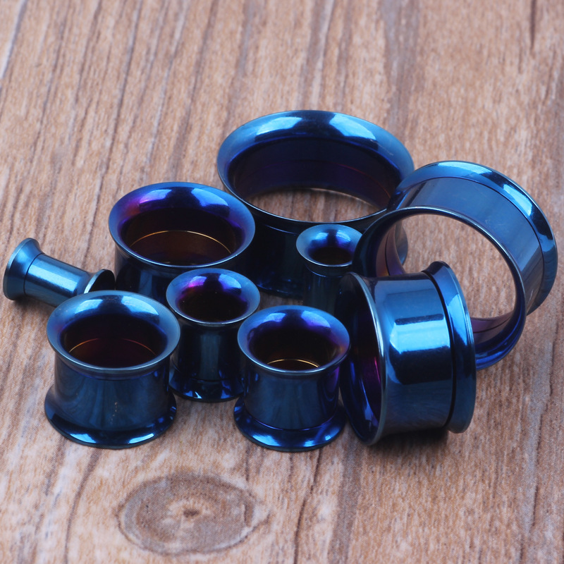 Blue Inner Spiral Ear Expander 316L Surgical Steel Ear Tunnels Plug Stretcher Wholesale Body Jewelry - Image 4