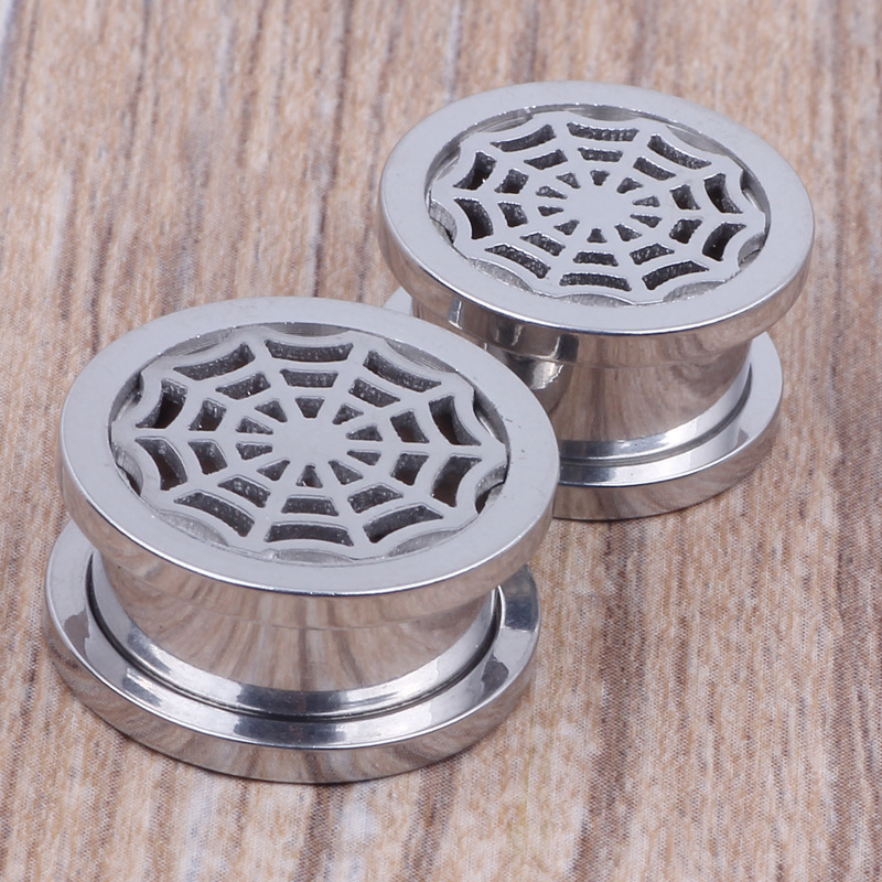 Stainless Steel Spider Mesh Ear Expander - 16mm Geometric Ear Plug for Stretched Earlobes - Image 5