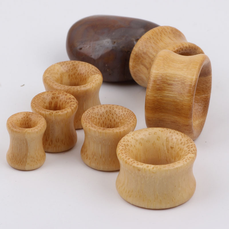 Bamboo Wood Ear Tunnel Expander - Hollow Ear Gauges Jewelry for Stretched Ears - Image 4
