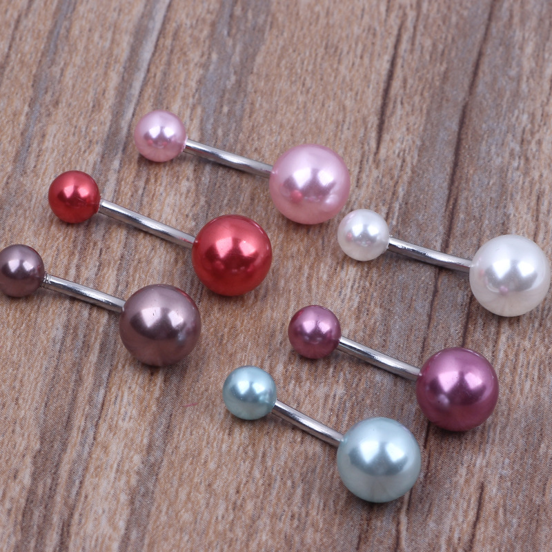 Imitation Pearl Stainless Steel Umbilical Ring Belly Button Piercing Jewelry - Dangle Nail Style - Image 3