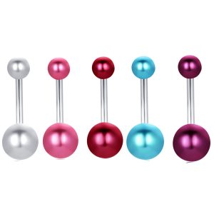 Imitation Pearl Stainless Steel Umbilical Ring Belly Button Piercing Jewelry - Dangle Nail Style
