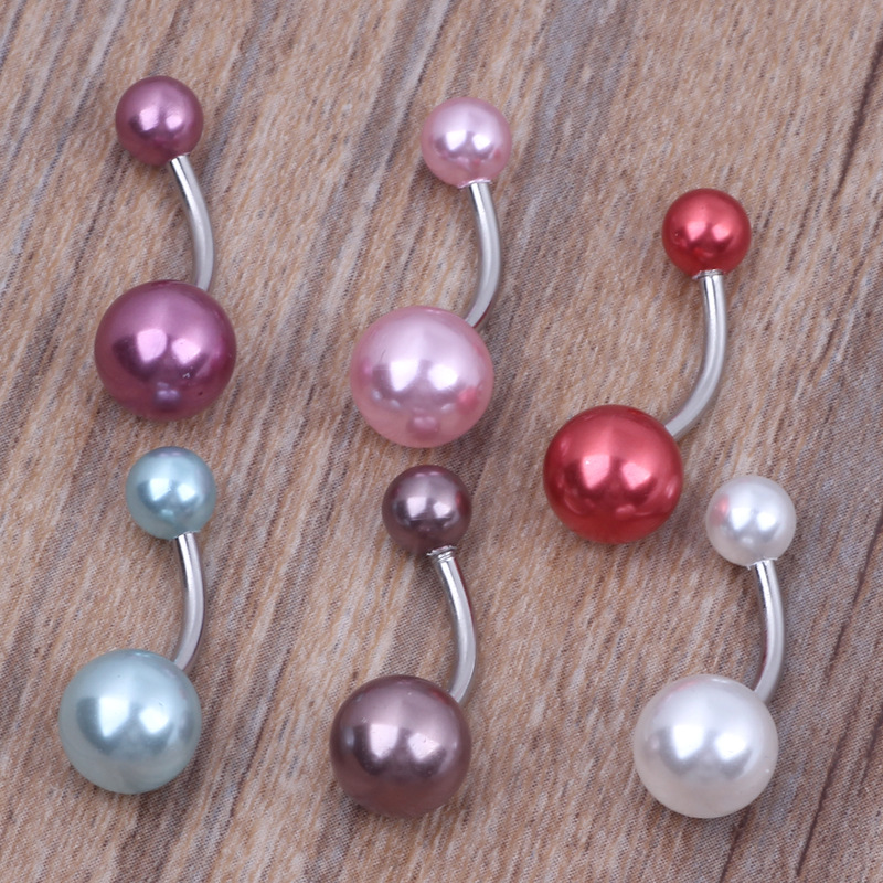Imitation Pearl Stainless Steel Umbilical Ring Belly Button Piercing Jewelry - Dangle Nail Style - Image 5
