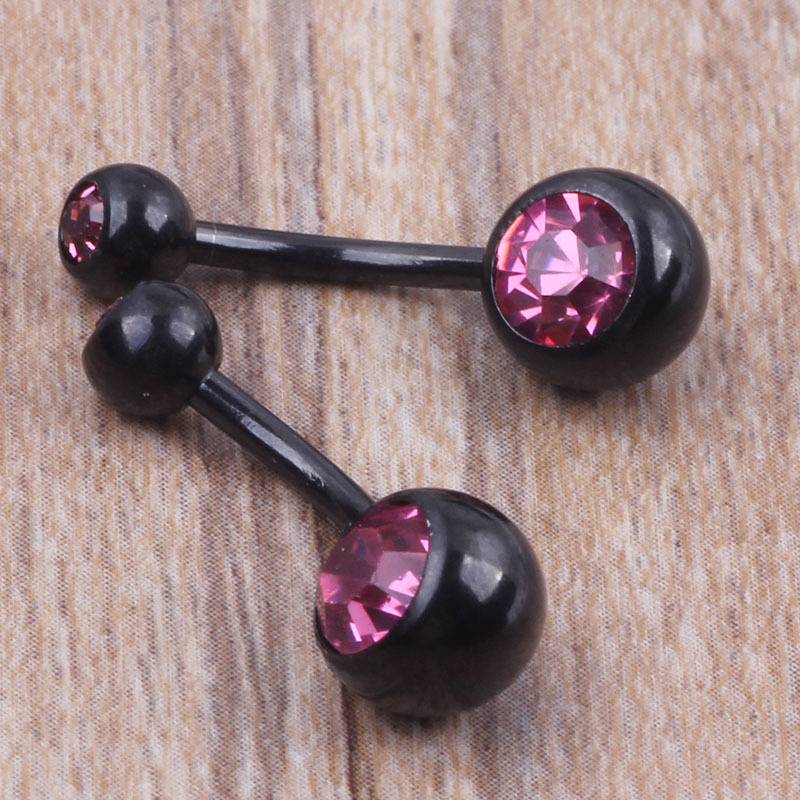 Double Drill Black Stainless Steel Belly Button Ring Navel Jewelry Dangle Big Drill - Image 5