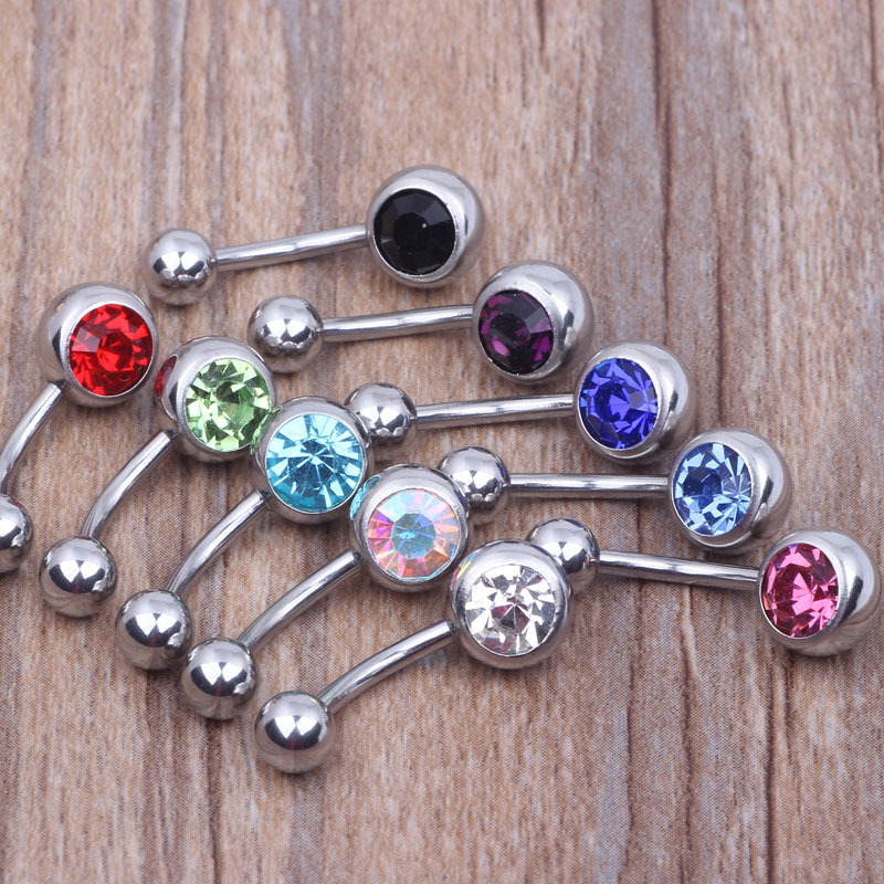 DIY 1.6mm Thick Diamond CZ Nail Ring Titanium Steel Belly Button Ring Outlet - Image 2