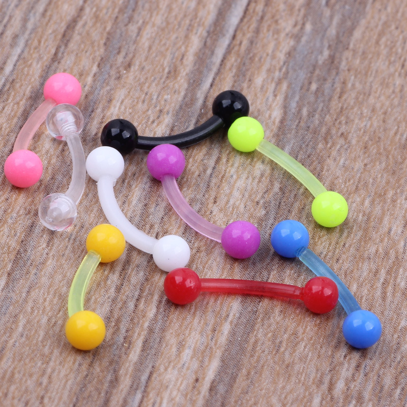 Fashion Trend Curved Ball Candy Color Eyebrow Nail Earrings Basic Piercing Jewelry Acrylic Clear - Image 4