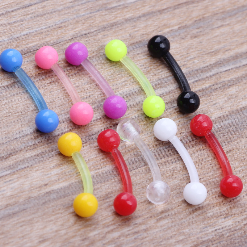 Fashion Trend Curved Ball Candy Color Eyebrow Nail Earrings Basic Piercing Jewelry Acrylic Clear - Image 3