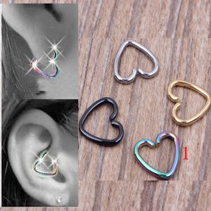 0.8mm 20G Heart Shaped Nose Clip Nose Ring Ear Clip Ear Stud Ear Bone Stud Body Jewelry Stainless Steel