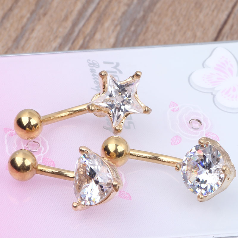 Gold Silver Love Star Belly Button Ring Body Piercing Jewelry Stainless Steel Five-pointed Star Belly Dance Navel Ring - Image 4