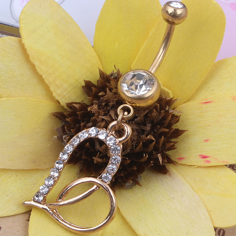 Heart-Shaped Belly Button Ring Navel Jewelry Stainless Steel Navel Ring for Women - Image 3