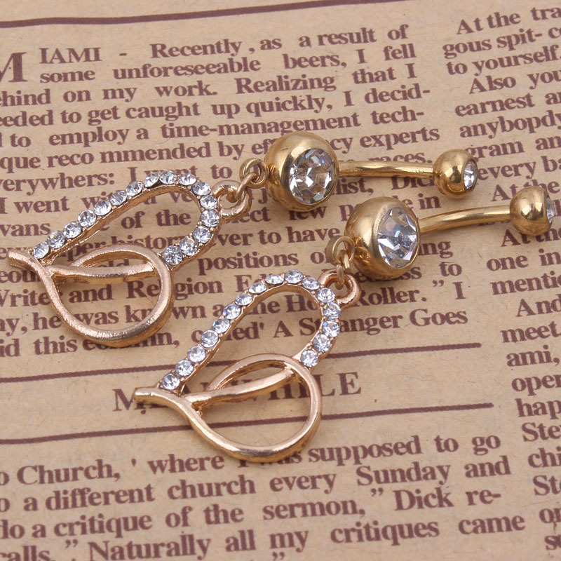 Heart-Shaped Belly Button Ring Navel Jewelry Stainless Steel Navel Ring for Women - Image 4