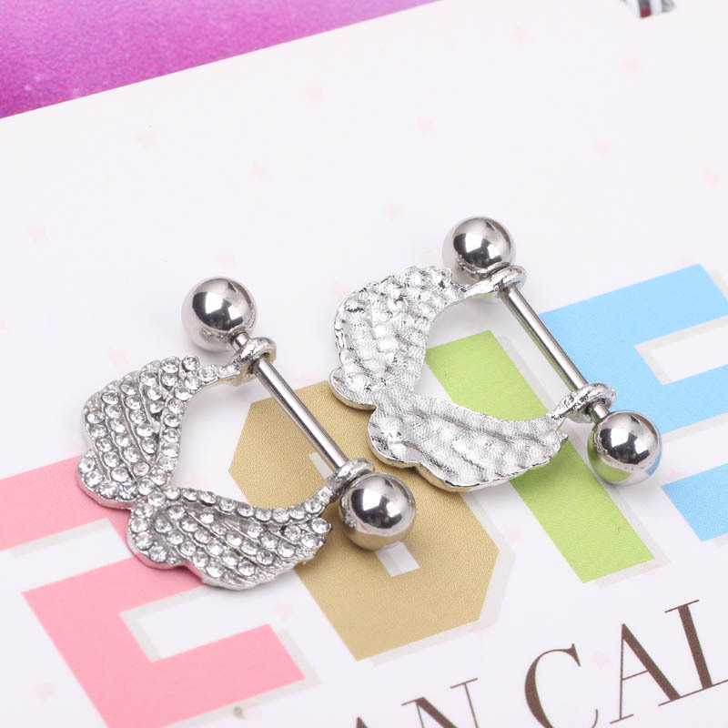 Hot Selling Stainless Steel Wings Diamond-Embedded Heart-Shaped Belly Button Ring for Men and Women - Image 5