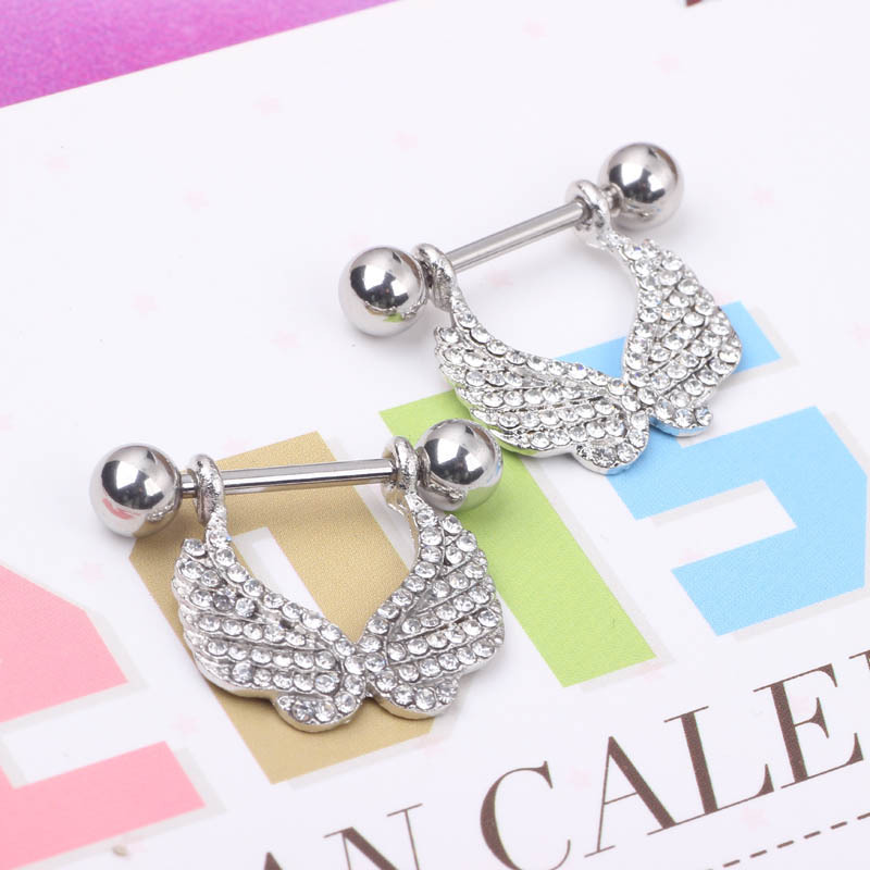 Hot Selling Stainless Steel Wings Diamond-Embedded Heart-Shaped Belly Button Ring for Men and Women - Image 4