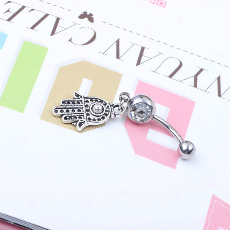 New Popular Huashan Hand Pendant Belly Button Ring Navel Stud Ear Studs Body Jewelry Stainless Steel - Image 5