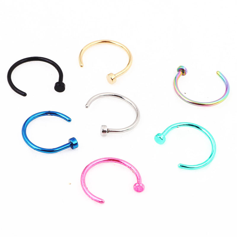 Stainless Steel Geometric Nose Ring Hoop 10mm Green - Korean Style Body Piercing Jewelry - Image 2