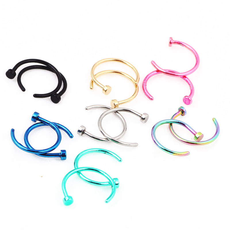 Stainless Steel Geometric Nose Ring Hoop 10mm Green - Korean Style Body Piercing Jewelry - Image 5