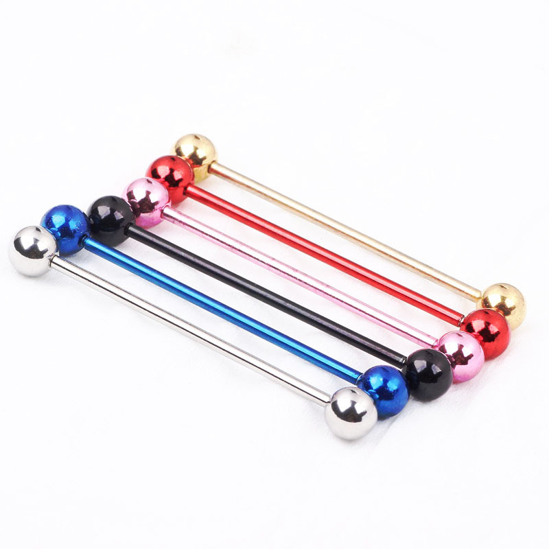 7 Color Rose Gold 316L Surgical Steel Industrial Ear Barbell Long Rod Piercing Jewelry - Image 5