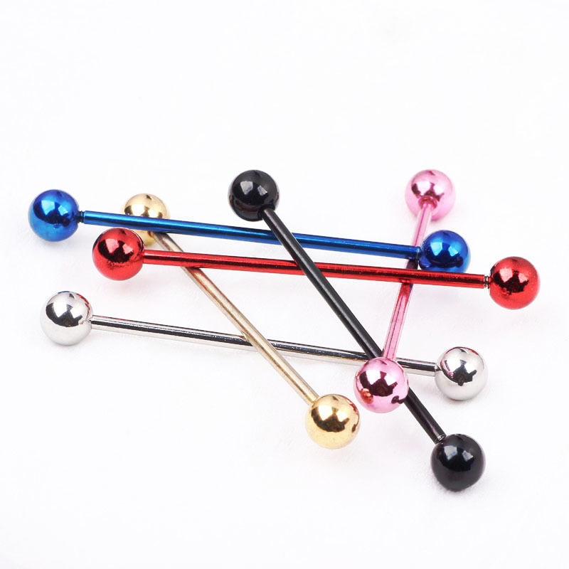 7 Color Rose Gold 316L Surgical Steel Industrial Ear Barbell Long Rod Piercing Jewelry - Image 4