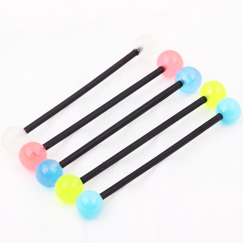 UV Glow Acrylic Teardrop Industrial Barbell Earring - Non-Allergic Non-Toxic Pink - Image 3