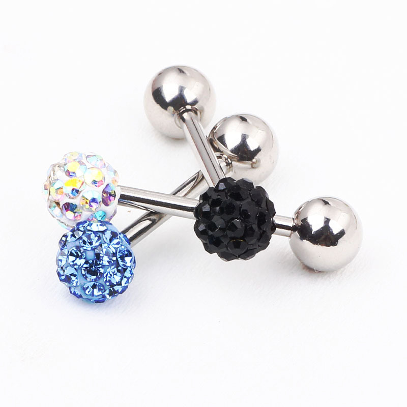 Special Promotion Titanium Steel Shambhala Austrian Earring Tongue Ring Female Breast Ring Full Diamond Ball - Image 4