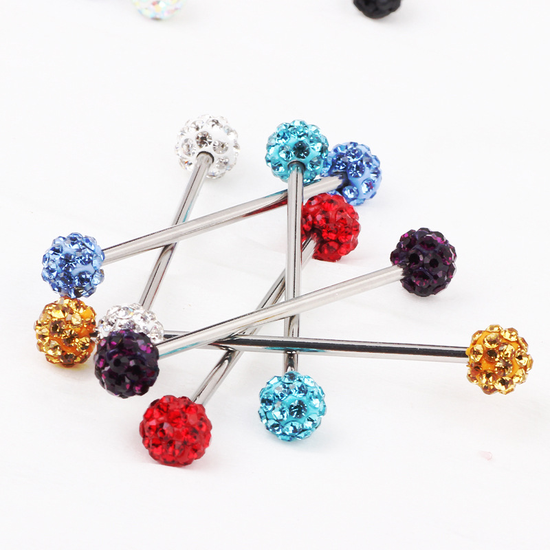 Amazon Hot Czech Drill Long Soft Ear Bone Nail Drill Ball Industrial Dumbbell Barbell Puncture Jewelry Wholesale - Acrylic Geometric Earring - Image 5