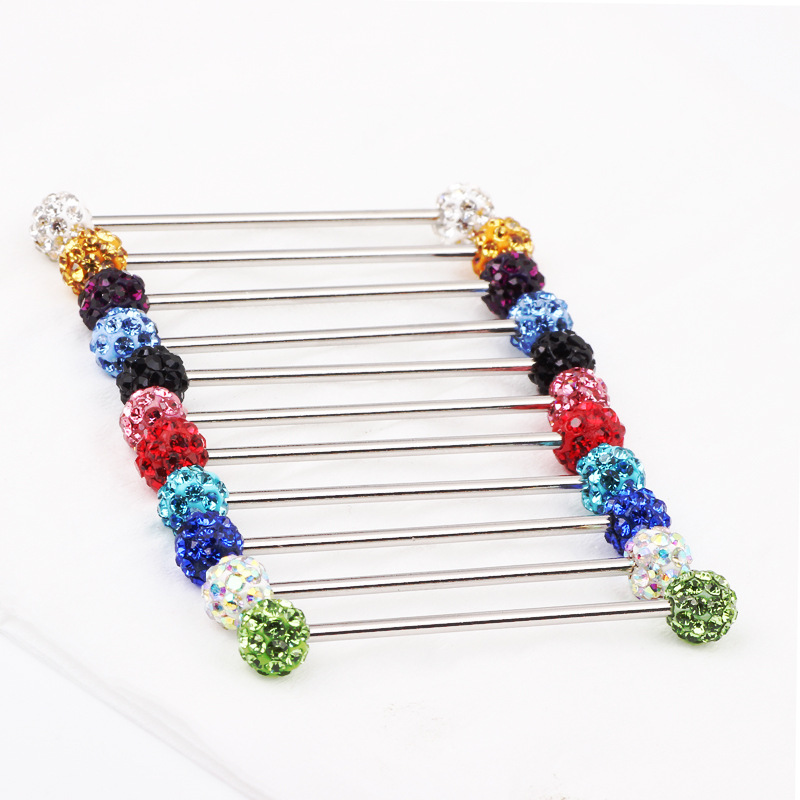 Amazon Hot Czech Drill Long Soft Ear Bone Nail Drill Ball Industrial Dumbbell Barbell Puncture Jewelry Wholesale - Acrylic Geometric Earring - Image 2