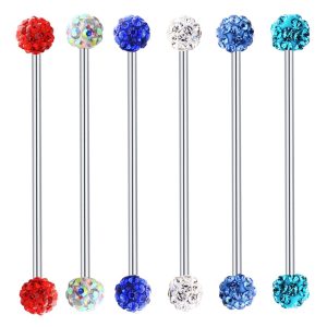 Amazon Hot Czech Drill Long Soft Ear Bone Nail Drill Ball Industrial Dumbbell Barbell Puncture Jewelry Wholesale - Acrylic Geometric Earring