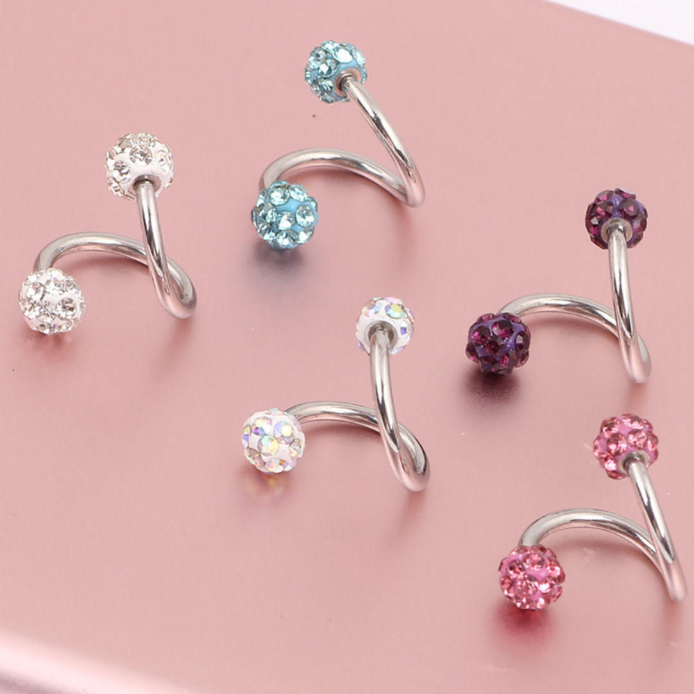 Full Drill Ball Titanium Steel Earrings Shambhala Broken Diamond Colored Diamond Ball Ear Bone Nail S Rod 3.5mm Ball CZ - Image 5