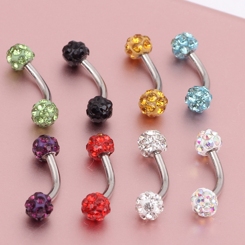 Fashion Trend Curved Ball Shambhala Colorful Eyebrow Nose Lip Earring Basic Piercing Jewelry 316L Surgical Steel - Image 3