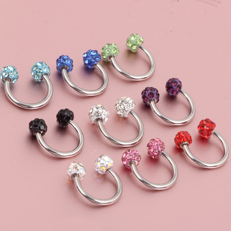 Gold Shambhala Ball Ear Studs Nose Nail Eyebrow Nail Lip Nail Ear Cartilage C Rod Non Allergic 316L Surgical Steel - Image 4