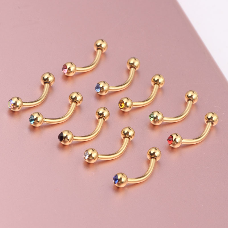 316L Surgical Steel Eyebrow Rings Small Bone Earrings for Ear Eyebrow Piercing Jewelry Gold Fashion OL Style - Image 3