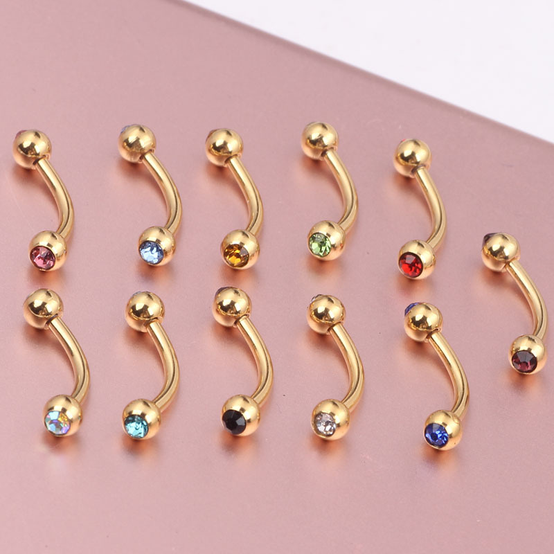 316L Surgical Steel Eyebrow Rings Small Bone Earrings for Ear Eyebrow Piercing Jewelry Gold Fashion OL Style - Image 5