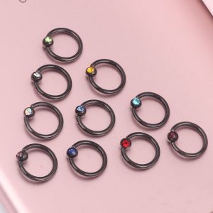 Stainless Steel Closed Nose Septum Ring, Multi-Use Earring, Geometric Tulip Design, Gold Color, Korean Style