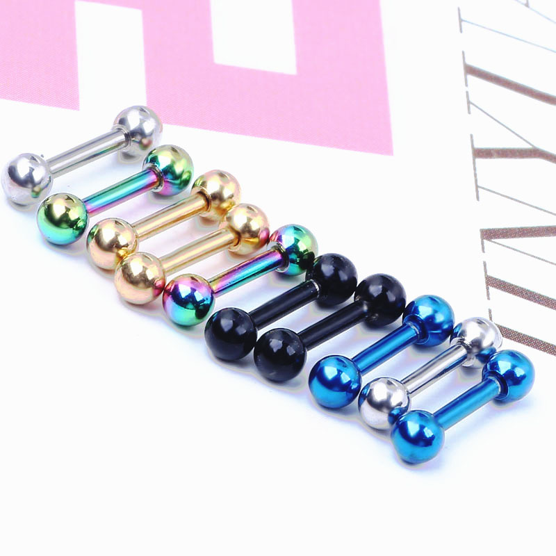 Cosshuo 3mm Dumbbell Ball Earrings Rose Gold Titanium Steel Geometric Stud Earrings - Image 5