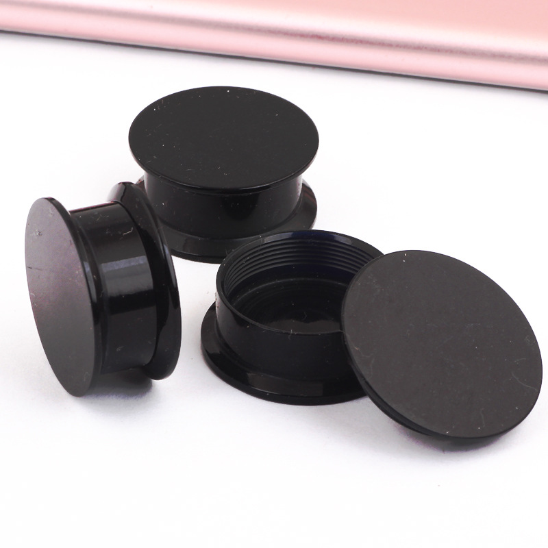 Black Acrylic Flat Ear Expander Plug - Internal Thread Ear Stretching Jewelry with Chinese Fu Character Design - Image 4