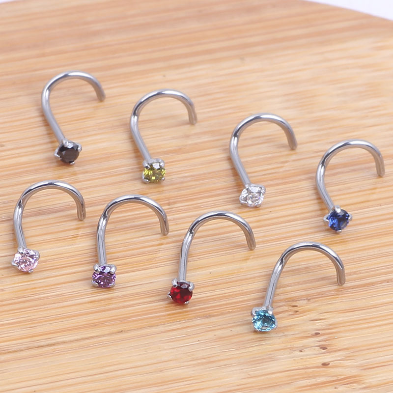 Rose Gold White CZ Curved Nose Ring Piercing Jewelry for Women - Image 4