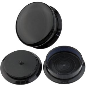 Black Acrylic Flat Ear Expander Plug - Internal Thread Ear Stretching Jewelry with Chinese Fu Character Design