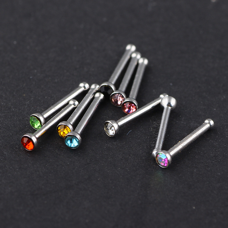 Simple Mini Rhinestone Stainless Steel Nose Stud Piercing Jewelry 2mm Wholesale - Image 3
