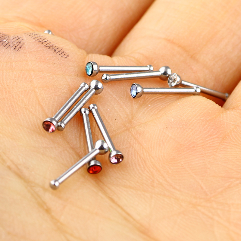Simple Mini Rhinestone Stainless Steel Nose Stud Piercing Jewelry 2mm Wholesale - Image 5