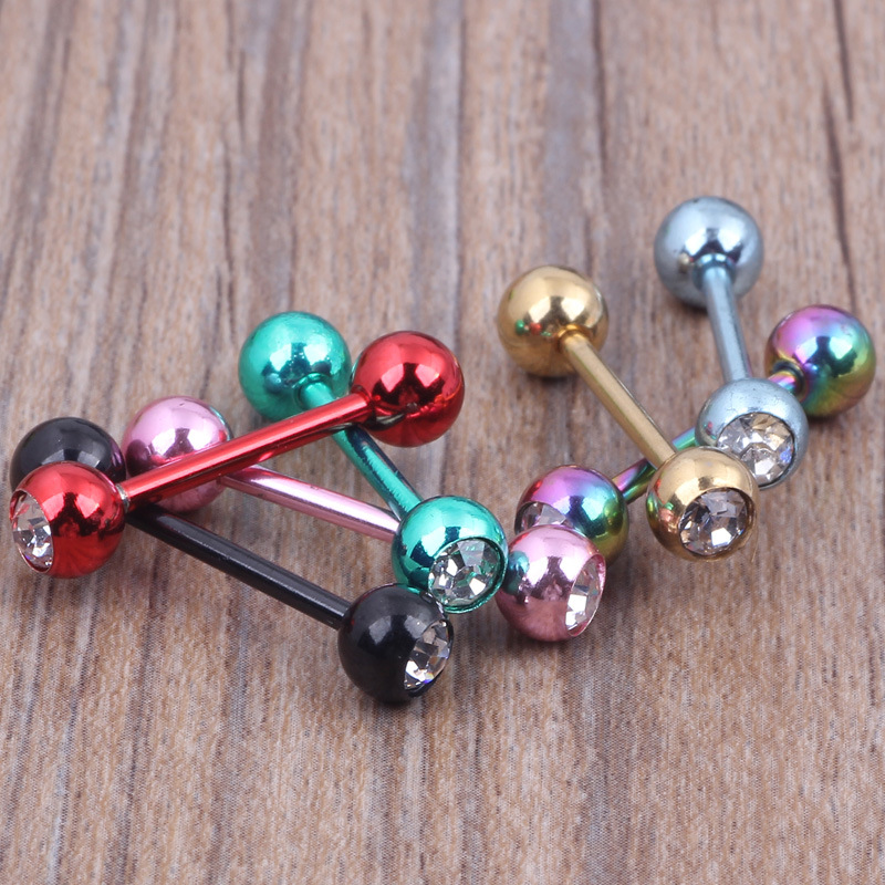 Steel Ball Stainless Steel Straight Barbell Tongue Ring Double Head Dumbbell Nipple Ring Body Piercing Jewelry 8 PCs/Bag - Image 5