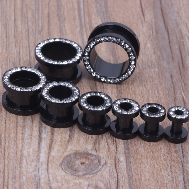 Black Clip Drill I-Shaped Ear Expander Earring 16mm Stainless Steel Body Jewelry - Image 5