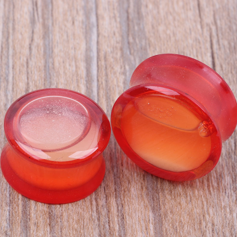 Acrylic Red Liquid Glow Ear Expander Plug – 20mm Transparent Bone Rod Earring for Gauged Ears - Image 3