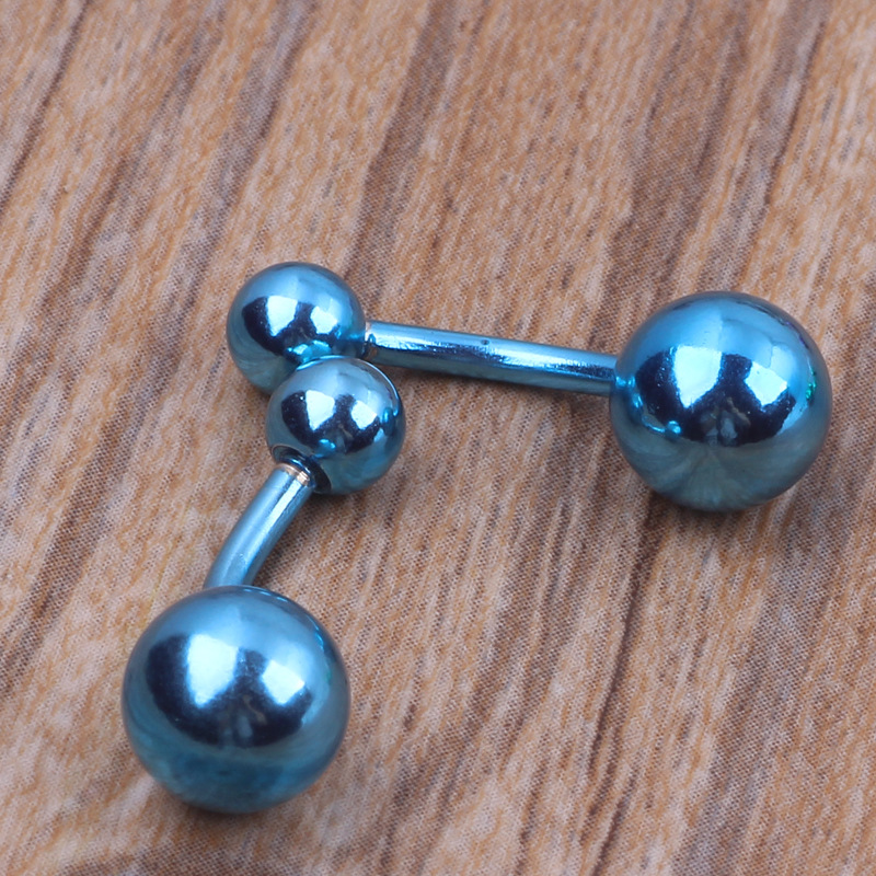 Stainless Steel Plated Multi-Color Double Steel Ball Navel Ring Belly Button Piercing Jewelry - Image 3